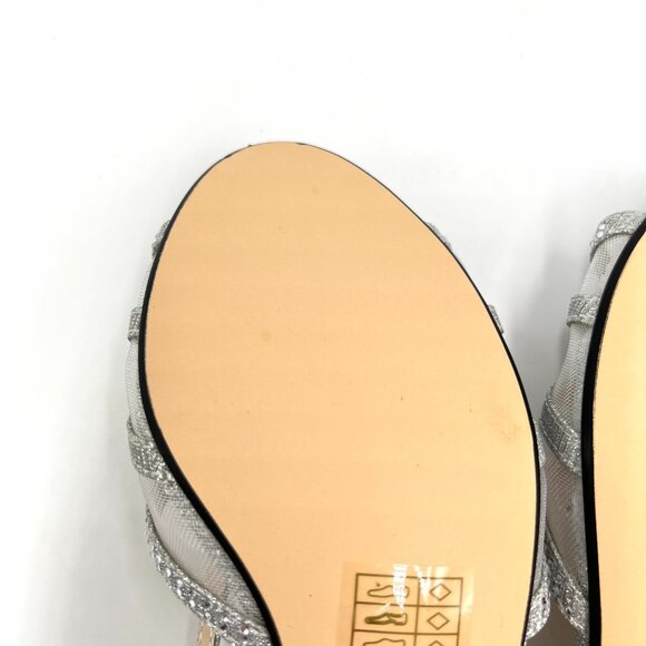 7W 7 WIDE WIDTH Touch Ups Clara Silver Low Kitten Heels Dress Sandals Shoes - Picture 9 of 14